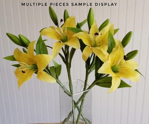 Yellow Tiger Lily 16"H Branch Realistic Quality Silk Flower Artsy Home Decor - Picture 5 of 5