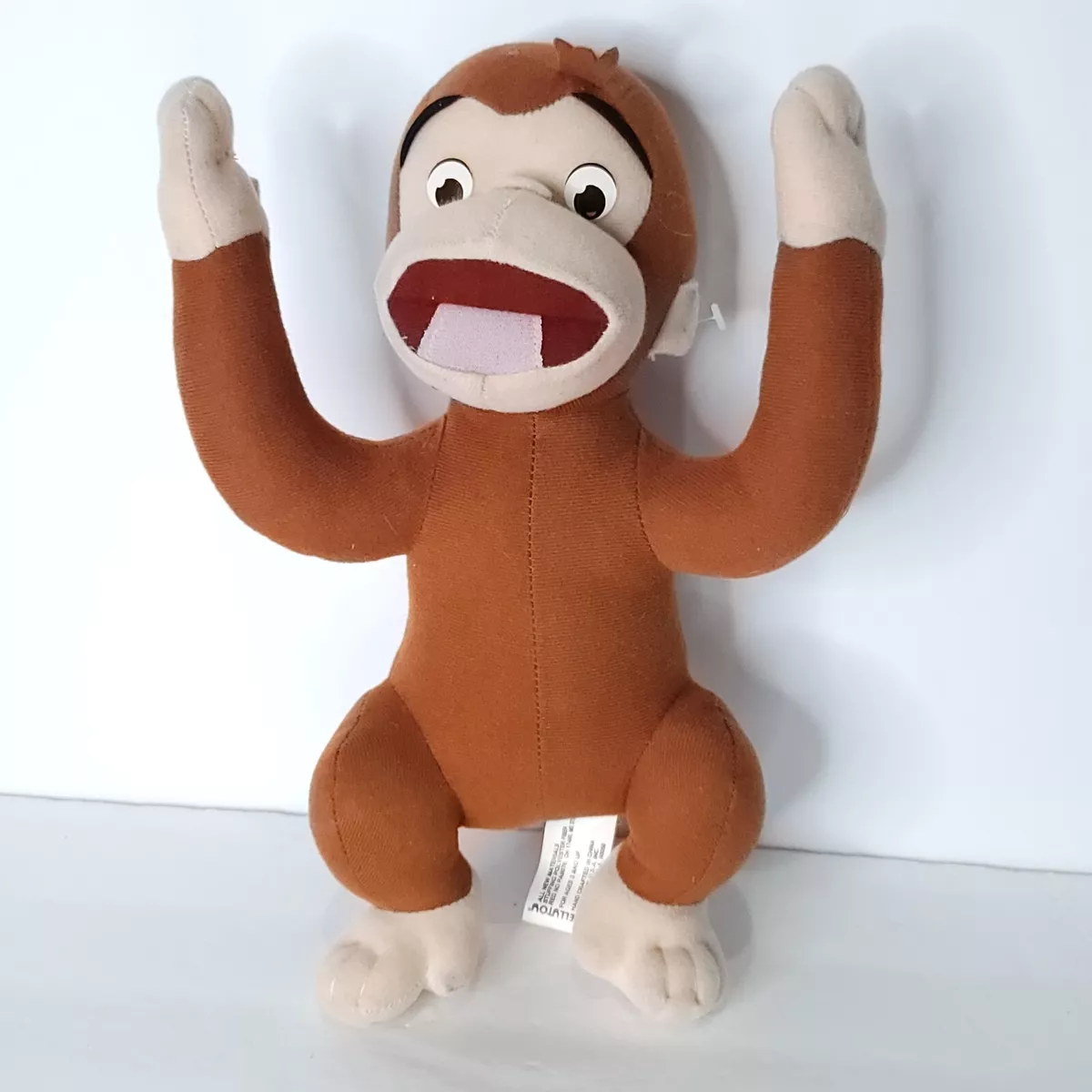 Curious George Plush Stuffed Animal Hands Up 13 Brown Mouth Open Kellytoy