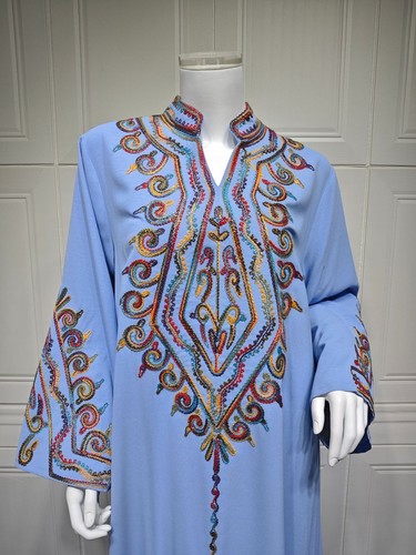 Langes Damenkleid muslimische Stickerei Abaya Dubai Kaftan bescheidenes Gewand islamisches Kleid - Bild 31 von 55