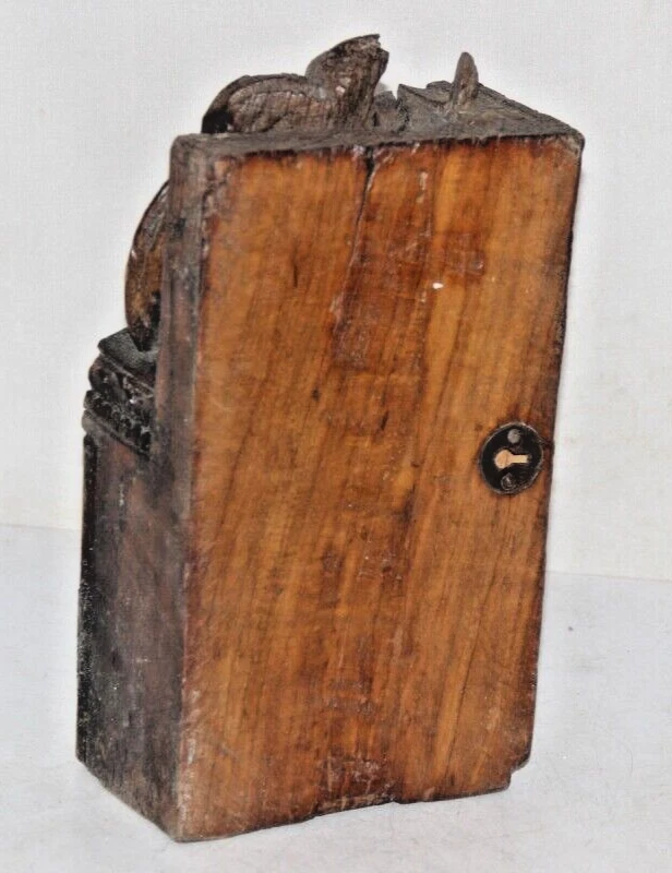 Antiguo panel de madera tallado a mano de 1850 en relieve decoración del hogar 7815 Foto 3 de 4