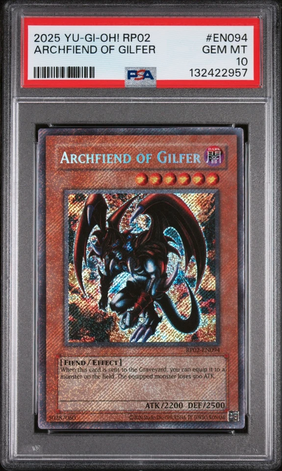Psa 10 Archfiend of Gilfer RP02-EN094 Retro Pack 2 2025 Graded Low Pop  - Image 2 of 3