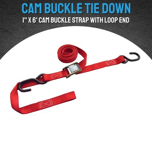 10PK 1"x12' Cam Buckle Motorcycle Tie-Down Straps w/S Hook Soft Loops BS1200LBS - Picture 8 of 9