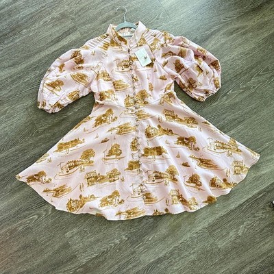 Pink City View Print Linen Dress Size AU1 | eBay Pink City View Print Linen Dress Size AU1 | eBay