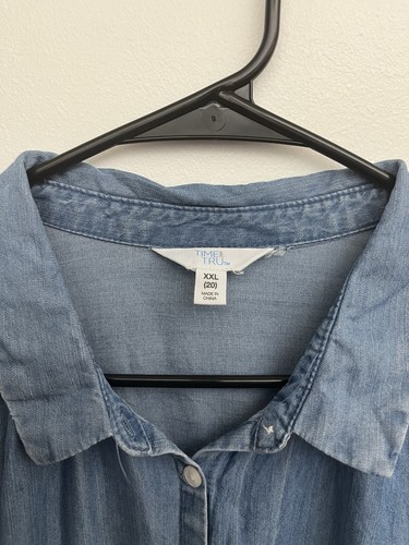Time and Tru Button Down Shirt Top Blouse Women’s 2XL Blue Flowy Lightweight - Picture 5 of 7