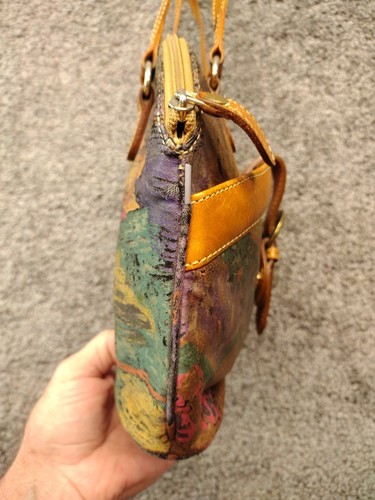 Vincent Van Gogh Paris AMSTERDAM VTg 90's Handbag Purse Leather Trim DBL Strap - Picture 8 of 17