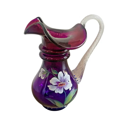 Fenton Royal Purple Pitcher Glass Messenger Exclusive Signed Nancy Fenton #607