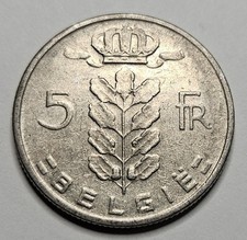1967 Belgium Five 5 Francs - Dutch Text - Belgian Coin - Copper Nickel - World