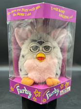 Vintage 1998 Furby Sealed Snow Leopard, Pink Belly, Green Eyes