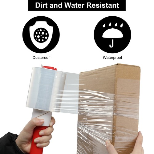 Clear Stretch Wrap 12pcs 4inch 800ft with Red Handles Packing Shipping Supply - Picture 8 of 16