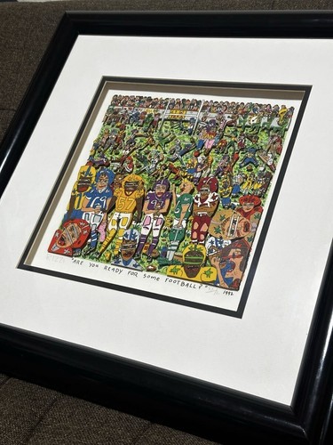 James Rizzi "ARE YOU READY FOR SOME FOOTBALL" Original 3D Collagen signiert gerahmt