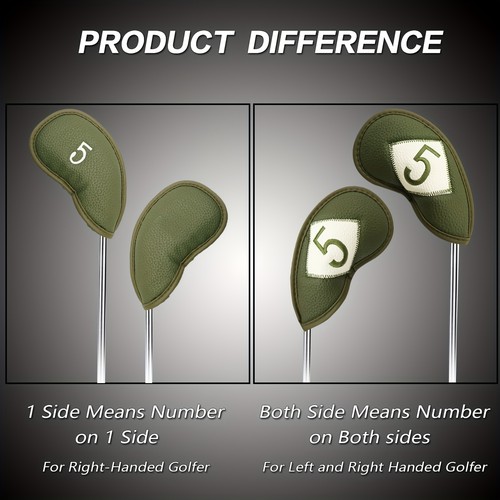 12 Stück PU Leder Golf Headcover Set, bestickt magnetisch Eisen Keil - Bild 7 von 47