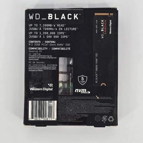 WD BLACK SN850X 8TB Gen4 M.2 SSD WDS800T2X0E - Open Box - Picture 2 of 3