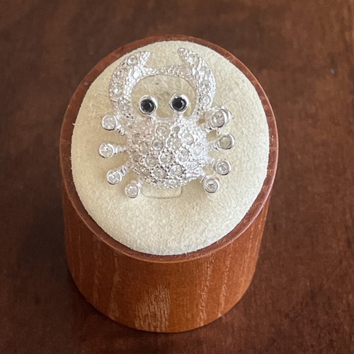 Vintage Krabben Brosche kleine silberfarbene Anstecknadel mit Strass's signiert Römer - Bild 6 von 9