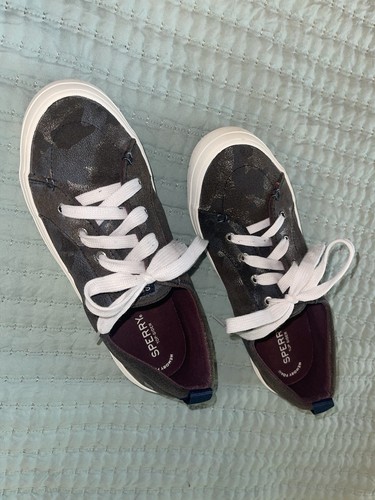 WOMENS SPERRY TOP-SIDER MEMORY FOAM LEATHER ? CAMO? size 9 green? PRE-OWNED - Picture 4 of 13