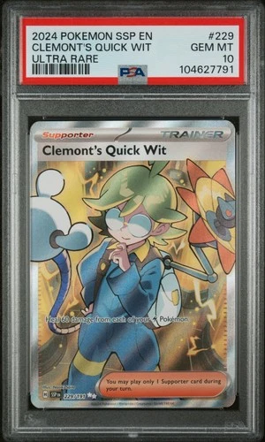 2024 Pokemon Gaming Surging Sparks Clemont's Quick Wit #229/191 PSA 10