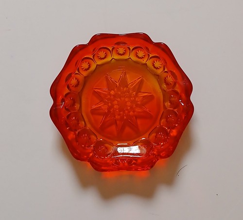 Vintage 1930's L. G. Wright Amberina Moon And Stars Set Of 4 Glass... - Picture 3 of 7