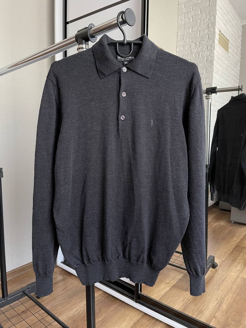 Felpa Yves Saint Laurent YSL vintage polo manica lunga maglione lana anni 90