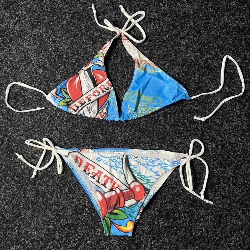 NWT Ed Hardy By Christian Audigier Multicolor Womens Swimsuit Underwear RARE - Image 3 of 4