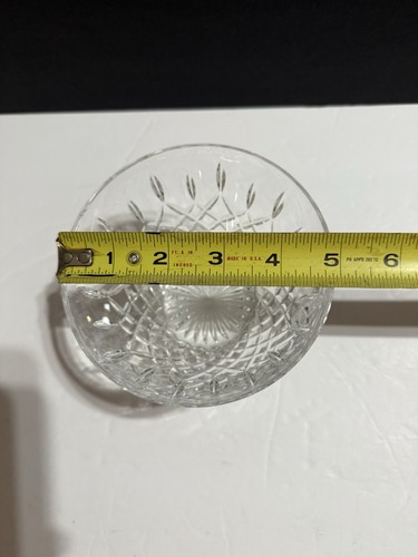 Lenox Lead Crystal 5” Cut Glass Bowl – Diamond & Leaf Pattern – Signed - Picture 3 of 4