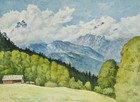 E. FÜRSTENAU (*1862), Der Watzmann. Alpenlandschaft,  1932, Aquarell Romantik