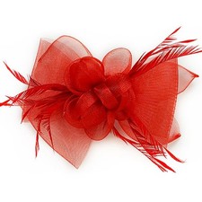 Expo International Marguerite Feather Hairclip Hair Accessory, Red