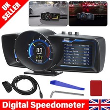 OBD2 Head Up Car HUD Alarm Gauge Digital Display Speedometer Turbo RPM Temp GPS