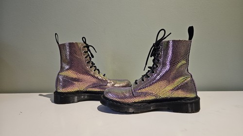 Dr. Martens Pascal Boots Womens Size 8 Purple Iridescent Metallic Shiny 1460 - Picture 2 of 18