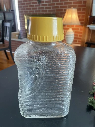 Vintage Anchor Hocking Soreno Glass Water Refrigerator Pitcher Gold Lid