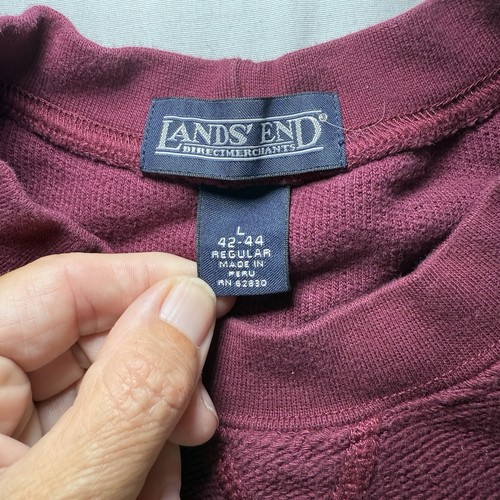 Sudadera Lands End Para Hombre Texturizada Cuello Redondo Borgoña Talla Grande Informal Clásica - Imagen 3 de 8