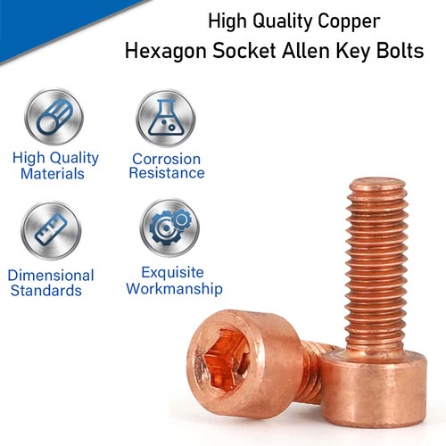 99% T2-Copper M3 M4 M5 ~ M12 Hexagon Socket Cap Allen Key Head Metric Bolts - Picture 9 of 83