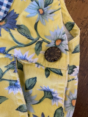 Vintage 90s Gitano Floral Overall Shorts Yellow Blue Flower Print Kids Girls 3-4 - Picture 8 of 10