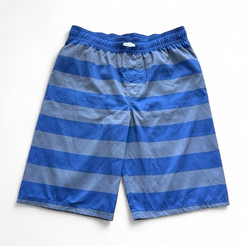 Cat & Jack Boys Swim Trunks XL (16) Blue Stripe Board Shorts Swimwear NWOT