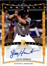 2014 Leaf Perfect Game Showcase Autographs Gold #ALH2 Lucas Herbert /50 Auto BB