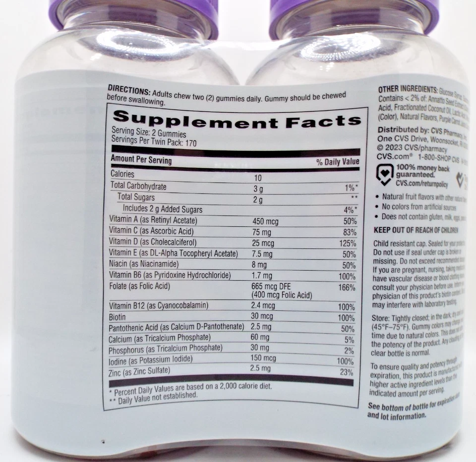 Multivitamínico CVS Health para mujeres diario 170 ct cada paquete doble caducidad 01/25 Foto 2 de 2