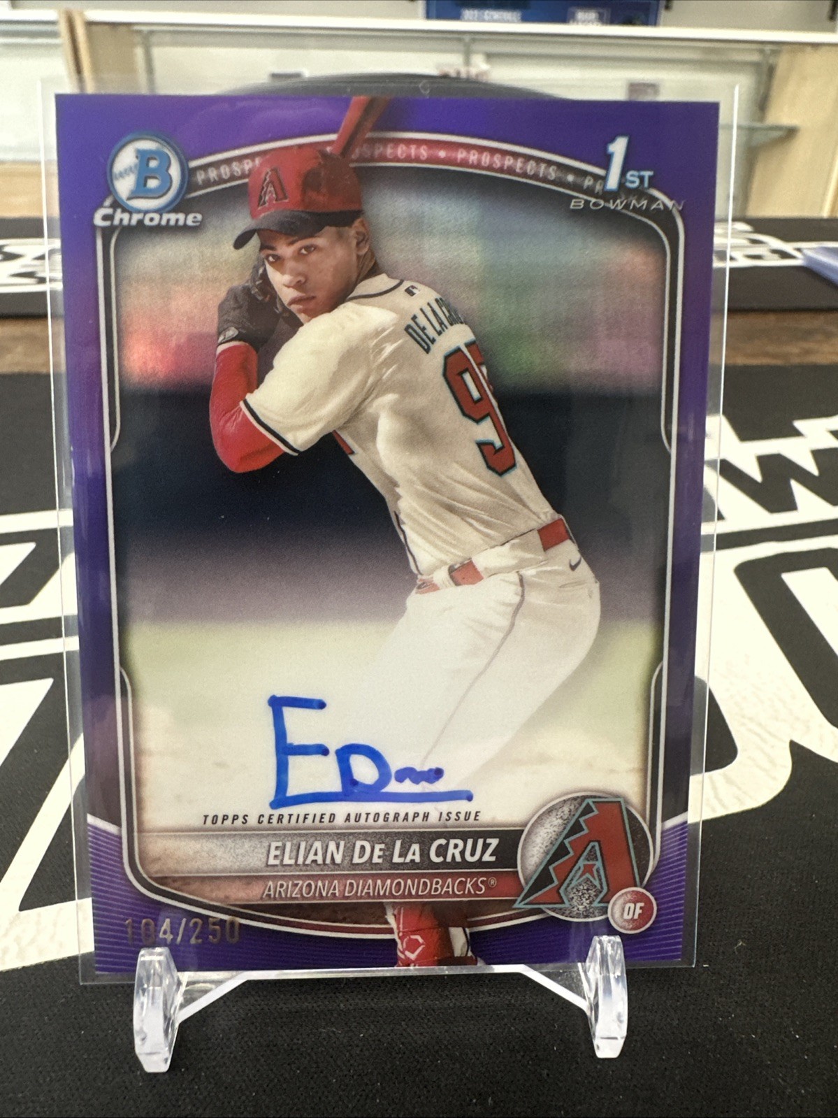 Elian De La Cruz Auto 2025 Bowman Chrome 1st Purple Refractor /250 Diamondbacks