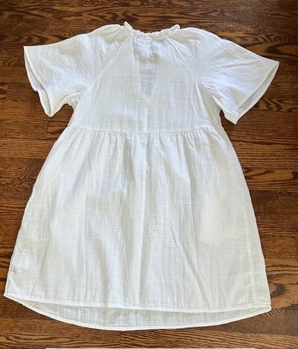 OLD NAVY White Split-Neck Crinkle Gauze Mini Swing DRESS 100%COTTON PETITE S - Picture 3 of 11