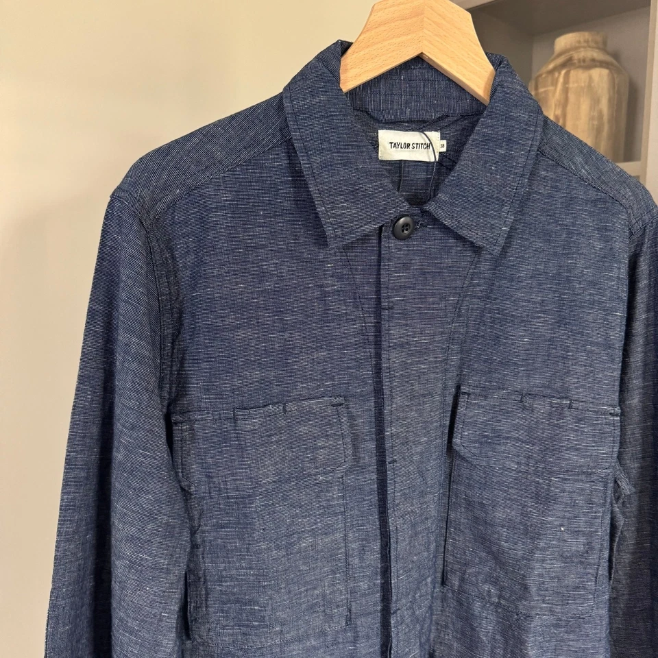 Taylor Stitch BDU Indigo Slub Organic Cotton Jacket 44 NEW Linen Chore Shacket  - Image 2 of 4