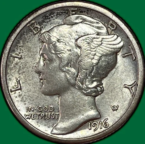 1916-S Mercury Dime Almost Uncirculated AU Coin #36650