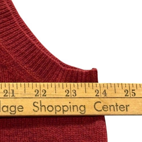 VTG 90s LL Bean Sweater Vest Mens XL Burgundy Red 100% Cashmere V-Neck Grandpa - Picture 7 of 9