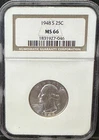 1948-S 25C Silver Washington Quarter - NGC MS66