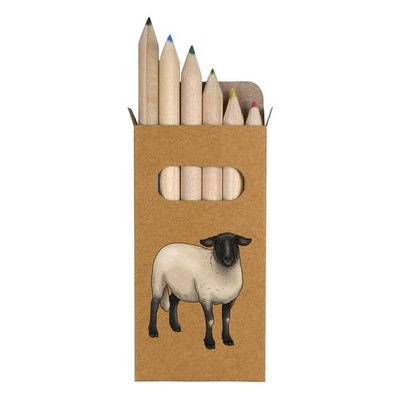 6 x 'Suffolk Sheep' kurze 85 mm Bleistifte / Farbstift Set (PE00063228)