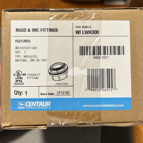 Centaur WI LWH300 3 Inch WP WATERTIGHT HUB- New In Box - Picture 9 of 9