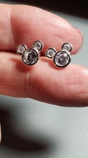DISNEY Authentic Mickey Mouse Icon CZ Stud Earrings 925 Sterling Silver