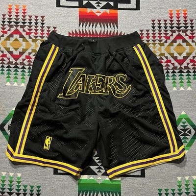 Just Don Lakers Shorts Mens Large Black Mesh NBA Basketball Retro B3