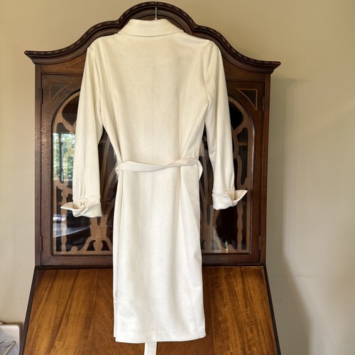 Halston Women's Faux-Suede Belted Long-Sleeve Shirtdress Sz12 - Picture 3 of 8