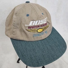 Vintage Bose Aviation Headset Hat Cap SnapBack Tan Blue Oshkosh Airshow 98 By TC