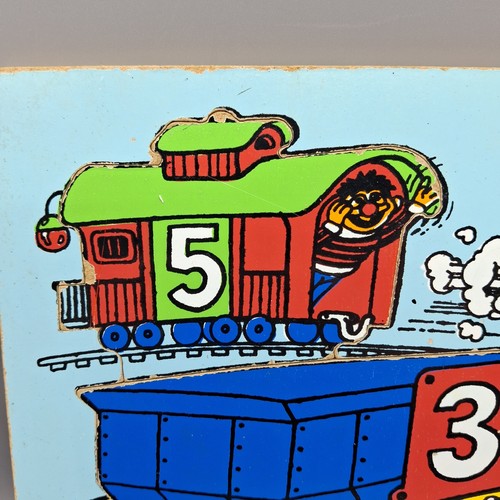 Playskool Cookie Monster Train Look Inside 5 Pcs Wood Puzzle Toy #205-6 Vtg 70s - Picture 2 of 9