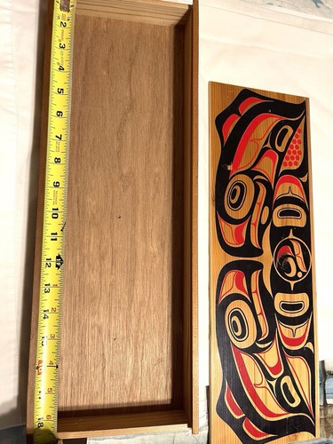 Haida Northwest Coast Salmon Orca Fish Red Black Wooden Box 19" x 7" x 2" - Picture 14 of 16