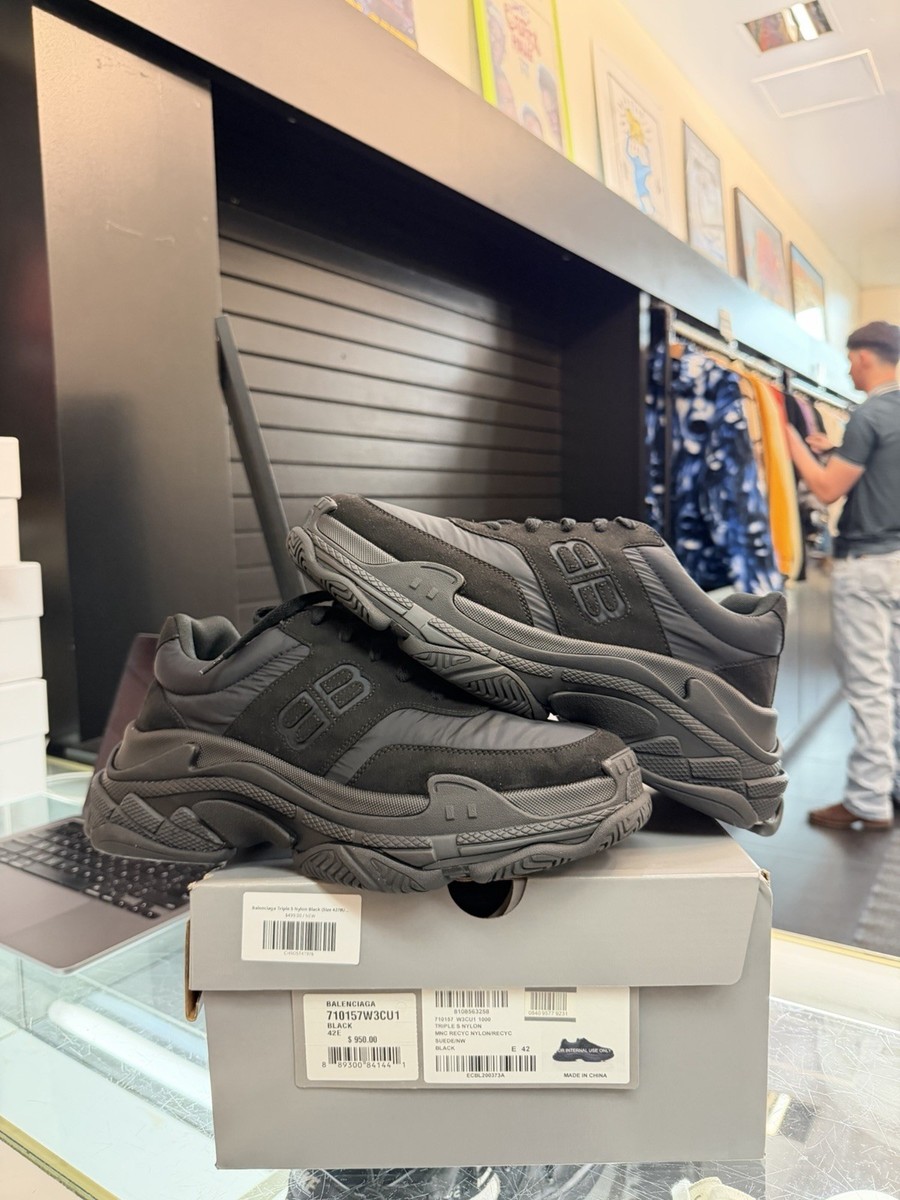 Size 9 - Balenciaga Triple S Nylon Sneaker Black for sale online