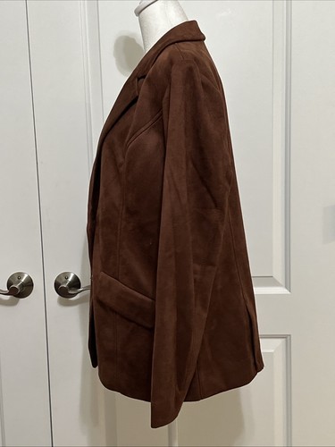 Isaac Mizrahi Reg Estate Stretch Faux Suede Blazer w/Lining Clove M A660841 - Picture 9 of 11